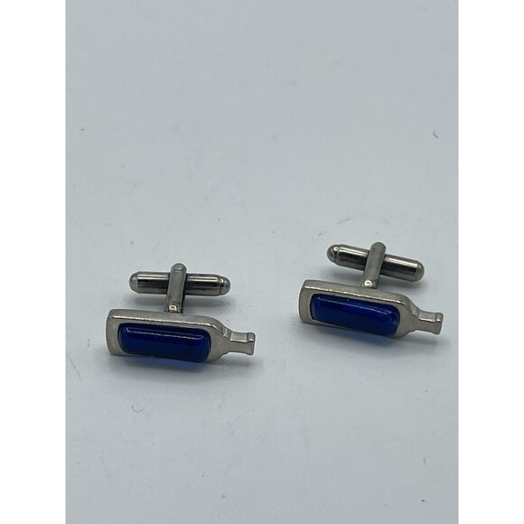 Men’s Blue Glass Bottle Cuff Links - Picture 4 of 8